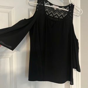 Juniors Black sheer Cold Shoulder top (small )